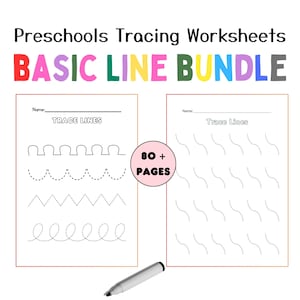 80+ Preschool Line Tracing Worksheets Bundle, Line Trace Printable, Homeschool busy book, Kindergarten Curriculum Learning, Pre-Handwriting