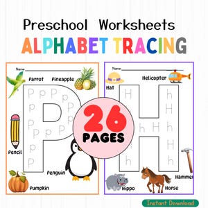 Alphabet Tracing Worksheets: ABC Handwriting Practice (Digital Download)