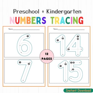 20 Number tracing worksheets, traceable numbers, preschool worksheets, 0-20 Printable Number Tracing, Kids Tracing, Handwriting Practice