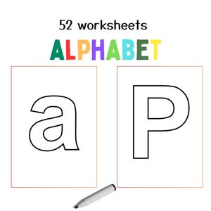 Letras mayúsculas y minúsculas del alfabeto PDF, 52 páginas y 1 portada, 1 archivo PDF para niños, para la escuela, fuente Arial, hojas de trabajo imprimibles.