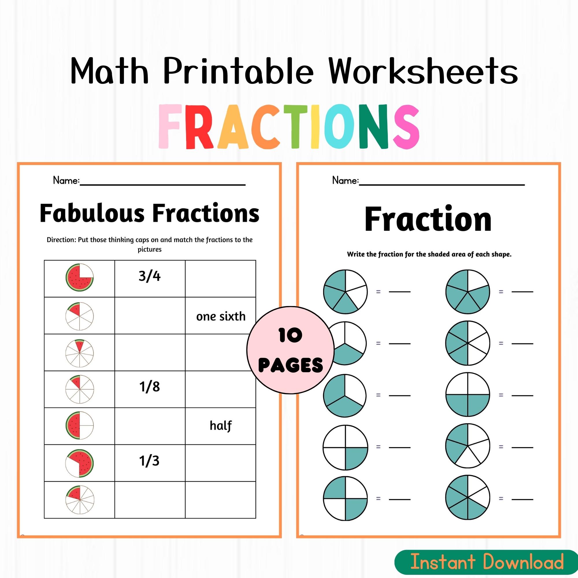 Fraction Pattern Activity Fraction Printable Activity Board, Math Worksheets (PDF Pattern) - Etsy
