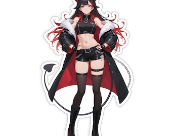 Naklejka z dziewczyną z anime, Anime Waifu, Słodka dziewczyna, Kawaii, Naklejka holograficzna, Samochód, Laptop, Butelka wody, Estetyczna, Dziewczyna Demon, Oni Succubus Chick