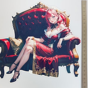 Adesivo in vinile personalizzato formato A4 / Adesivo ragazza anime carina / Impermeabile / Olografico / Personalizzato e personalizzato / Ragazza anime kawaii / Bella ragazza