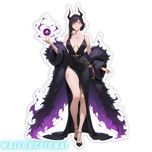 Elegant Demon Queen Sticker - Anime Waifu Sorceress Warlock Vinyl Decal for Laptops