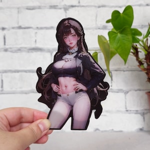3D Anime Motion-sticker - Mooi militair meisje, lenssticker, gluurder, verschuivend ontwerp, waterdicht, autosticker, laptopsticker,