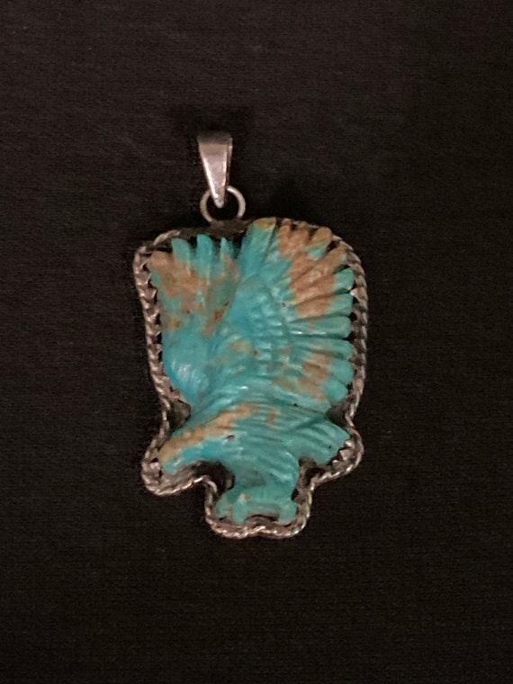 Vintage 925 stamped silver and turquoise eagle