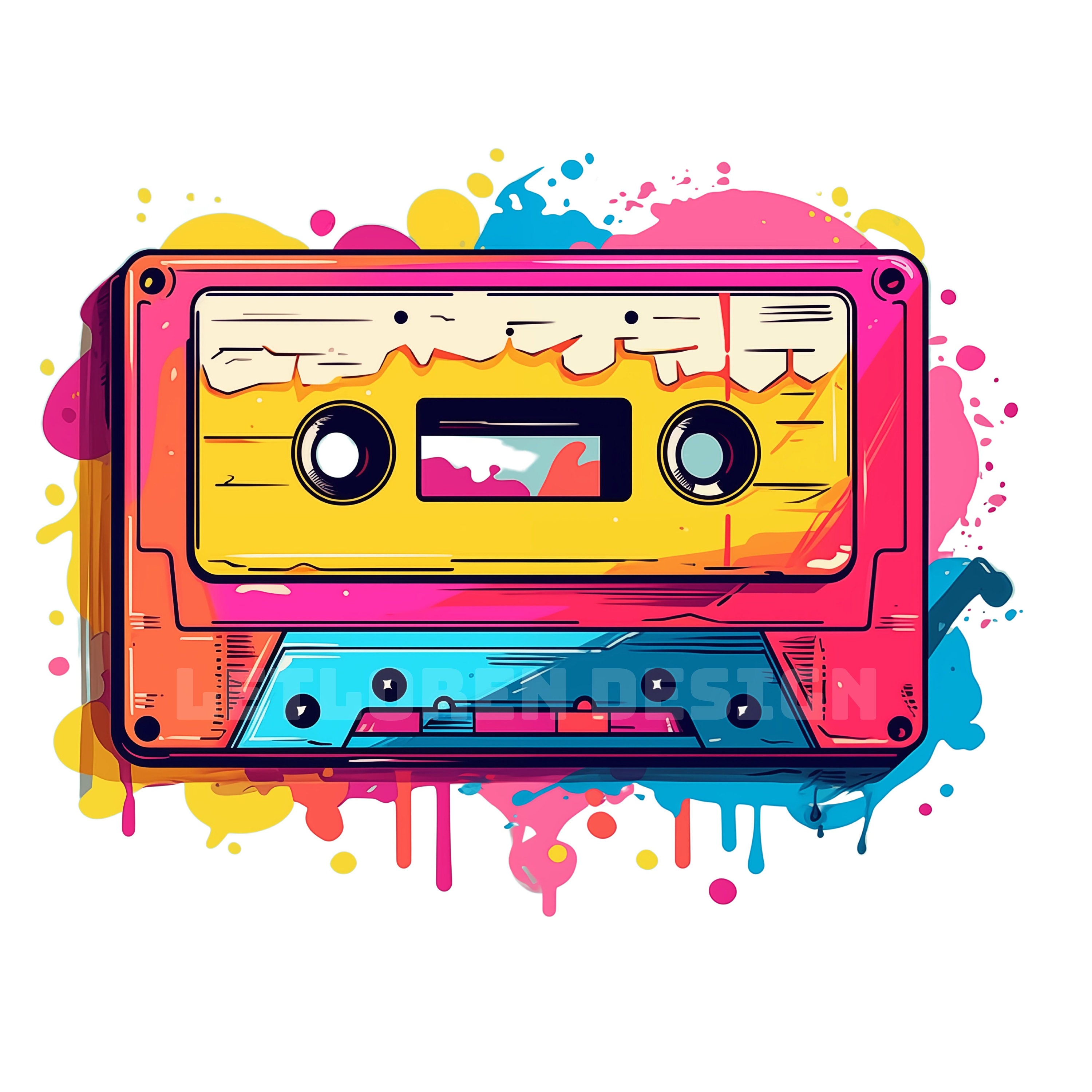 Cassette Tapes Clipart, Cassette Clip Art, 80s' Retro, Compact Tapes