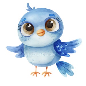 19 Cute Blue Birds Clipart, Funny Birds, Digital Clipart, Watercolor clipart, High Quality PNG, Printable clipart, Digital download, Crafts