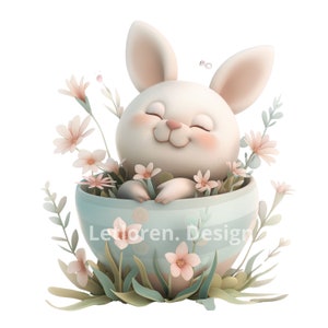 Simpatico coniglietto di Pasqua png, uovo di Pasqua acquerello, 10 PNG di alta qualità, per realizzare biglietti, supporti misti, creazioni con la carta digitale, diario spazzatura
