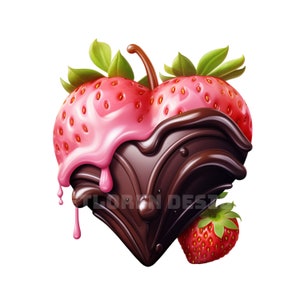 Clipart PNG di fragole ricoperte di cioccolato, download digitale, clipart di fragole, pacchetto di San Valentino, set di San Valentino, uso commerciale