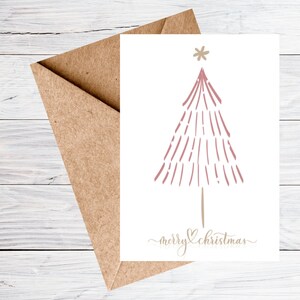 Cartolina di Natale, download DIGITALE, bella cartolina di Natale stampabile, cartolina di Natale minimalista, albero di Natale, regalo di Natale