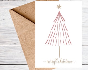 Cartolina di Natale, download DIGITALE, bellissima cartolina di Natale stampabile, cartolina di Natale minimalista, albero di Natale, regalo di Natale