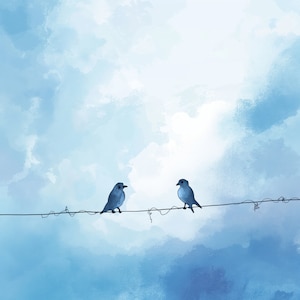 Birds on a Wire Clipart - Wall Art, Planners, Calendars, Scrapbooking - Digital Download, Cute Bird Illustrations, Instant Download