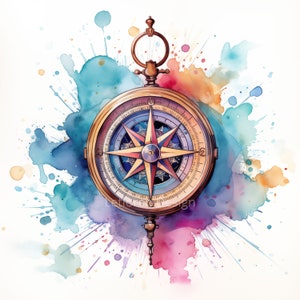 Aquarel kompas clipart bundel-11 hoge kwaliteit JPG's-digitale downloads-commercieel gebruik, aquarel, mixed media, digitale papier ambachtelijke