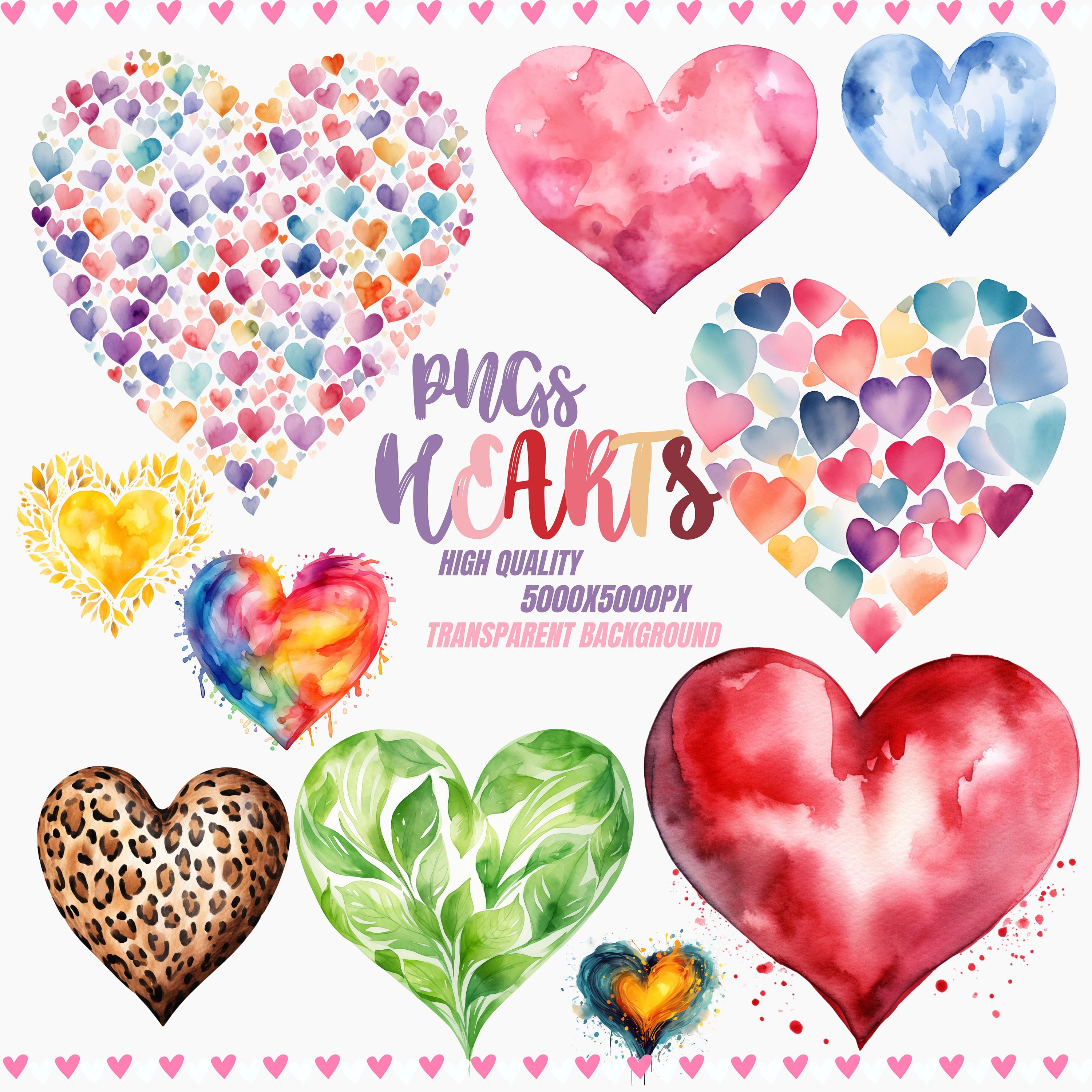 Heart Watercolor PNG Images, Transparent Background for T-shirts, Heart ...