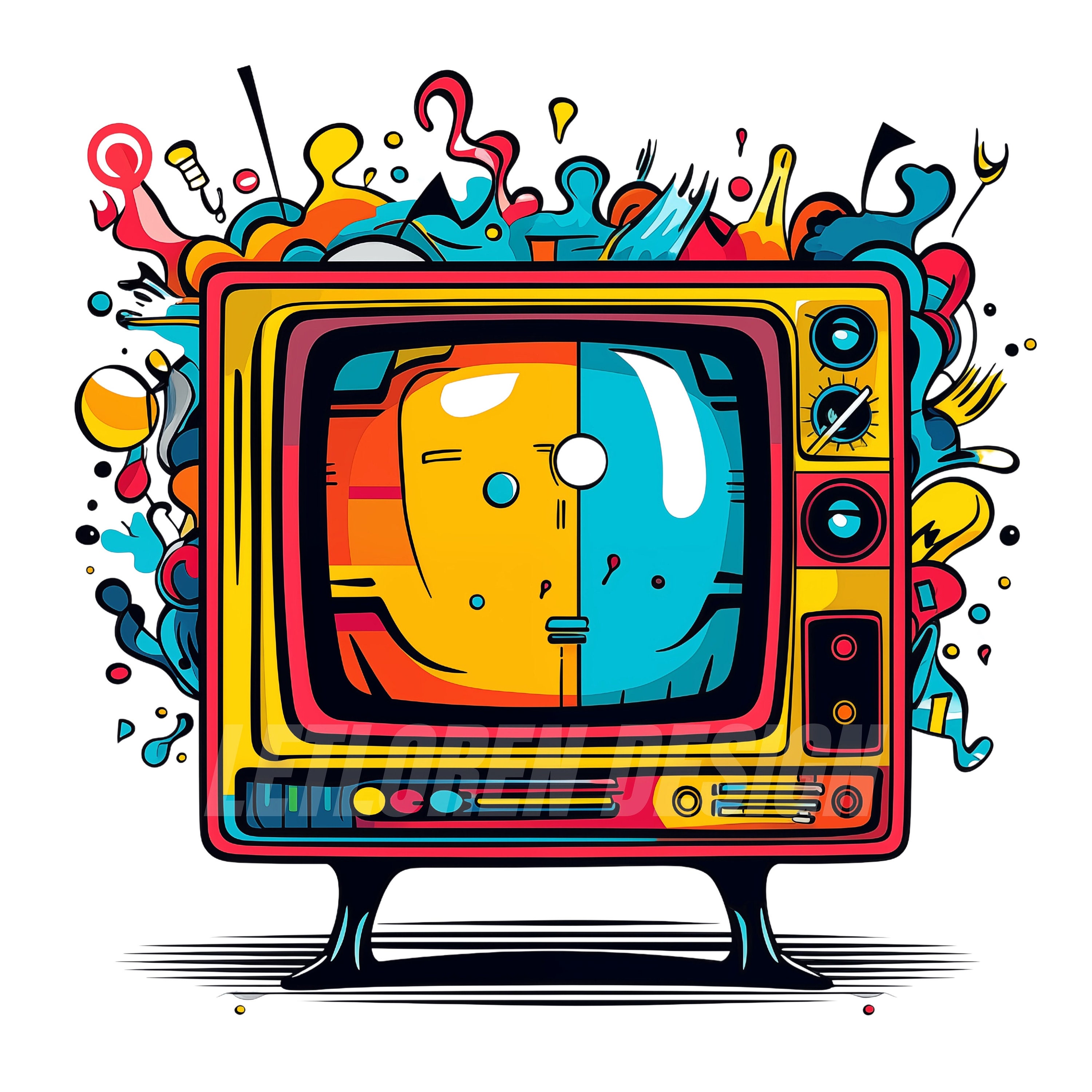 Retro Television Clipart, Tv Clipart, Vintage Television Clipart Set ...