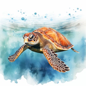 Sea turtle clipart bundle, watercolor clipart turtle, turtle watercolor, 10 high quality JPG, Marine Turtle, Printable Watercolor clipart