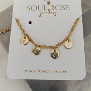 Personalized 18k Gold plated stainless steel Pendant Bracelet, charm necklace, Hypoallergenic