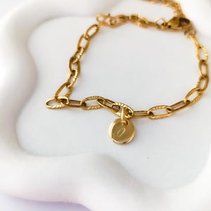 Personalized 18k Gold plated stainless steel Pendant Bracelet, charm necklace, Hypoallergenic