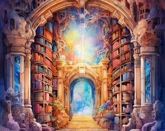 Arcane Library Portal Attunement - A portal to a mystical library containing infinite knowledge and ancient tomes