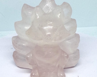 Rose Quartz Nine Tail Fox Carving