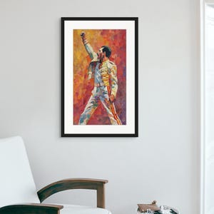 Impresión artística de mosaico de Mercurio 5:9 | Decoración de pared glam rock de los años 70 | Regalo para amantes de la música | Decoración vibrante del hogar | Reina | Descarga digital | Carteles |