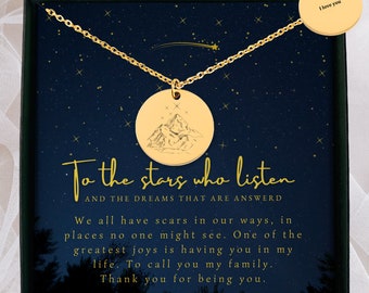 To the stars who listen custom Necklace, Starry Mountains Night Court Necklace, Bookish Jewelry, Gift for her, gift for girlfriend, Engraved