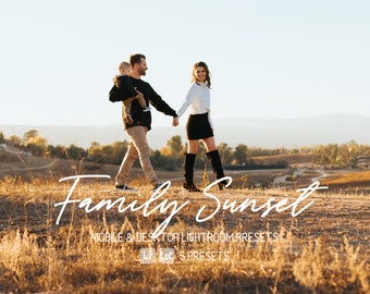 Family Sunset Lightroom Presets - Desktop & Mobile | Instant download | Photo Editing | Outdoor, Warm, Natural | 5 Lightroom Presets
