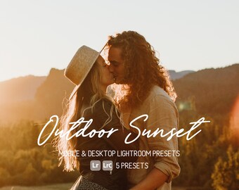 Outdoor Sunset Lightroom Presets. Desktop / Mobile Compatible, 5 Presets, Best Seller, Filters, Sunrise, Natural, Clean, Instagram blogger