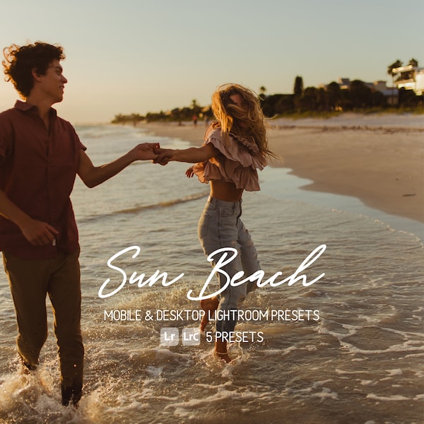 Sun Beach Lightroom Presets | Desktop & Mobile | Photo Editing | Filters | Warm, Summer, Ocean | 5 Lightroom Presets