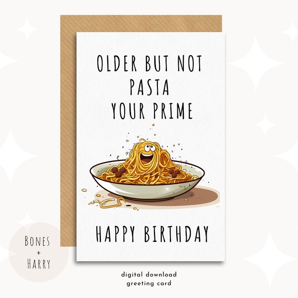 Funny Birthday Card Printable, Print At Home Happy Birthday Card, Pasta Birthday Card Pun, Card From Girlfriend, Card From Boyfriend,Instant