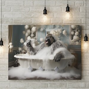 Gorilla in Bathtub, Funny Animal Wall Decor, Humorous Gorilla Portrait, Colorful Painting, Quirky Animal Wall Art, Home Decor, Digital