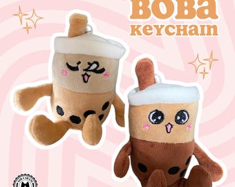 Plush Boba Keychain | Cute, Kawaii, Bubble Tea, Milk Tea, Boba Tea Plushie Keychain