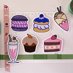Stickers desserts individuels aux fruits | Stickers mignons, petits gâteaux kawaii, milk-shakes, gâteaux | Autocollants en vinyle résistant à l'eau pour ordinateur portable, ordinateur portable