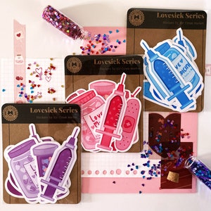 d'autocollants individuels de la série Lovesick | Stickers mignons, Kawaii, Yume Kawaii, Menhera | Autocollants en vinyle résistant à l'eau pour ordinateur portable, ordinateur portable