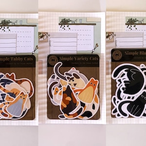 Stickers individuels simples de la série Chats | Stickers mignons, kawaii, tigré, chat noir | Autocollants en vinyle résistant à l'eau pour ordinateur portable, classeur