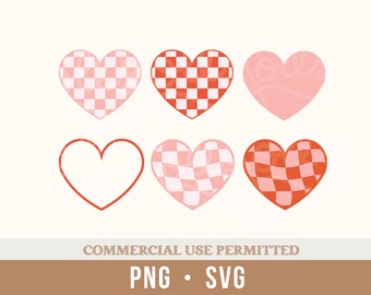 Checkered Heart SVG | Retro Valentine's Day SVG | Groovy Heart svg | Plaid Heart svg | Heart Bundle SVG | Heart Clip Art png svg