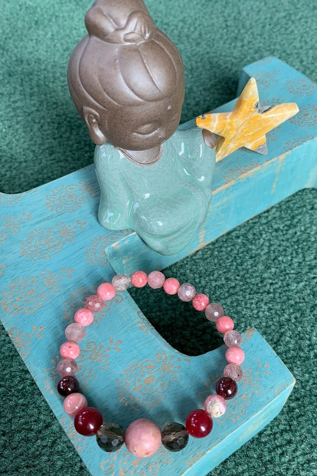 Compassion * Crystal Energy Bracelet - 10mm Rhodonite, 8mm Smoky Quartz ...