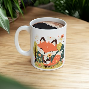 Fox in Blooms - Ceramic Mug, 11oz