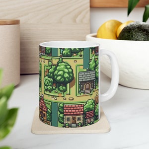 Pallet Plaza Pixel Art RPG Game Map - Keramische mok, 11oz