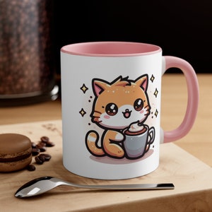Chibi Anime Kitty - Accent Coffee Mug, 11oz