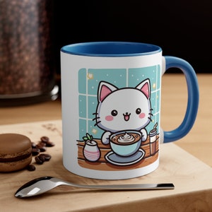 Chibi Anime Kitty - Accent Coffee Mug, 11oz