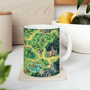 Pixel Art RPG-kaart - keramische mok, 11oz