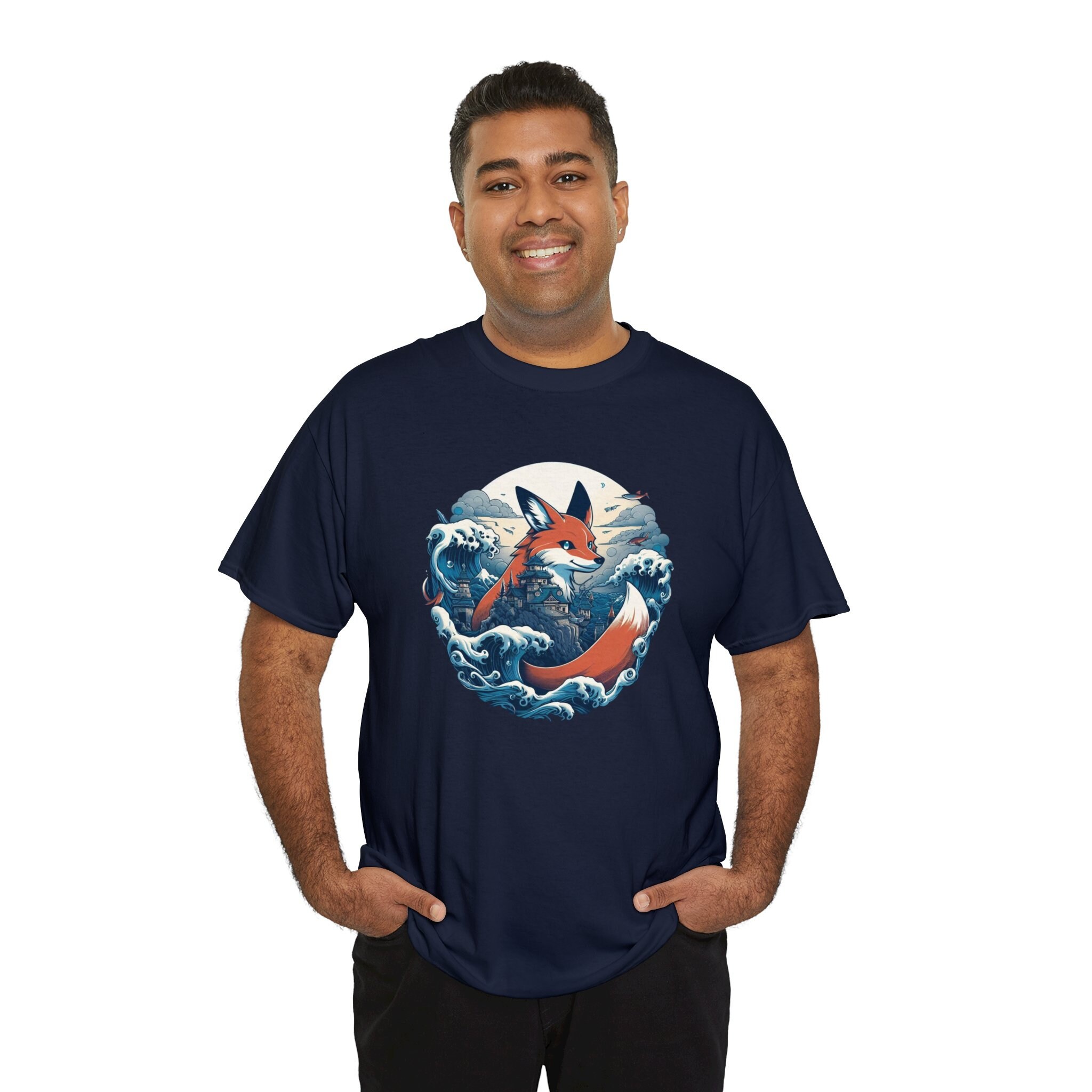 Japanese Woodblock Fox Design - Unisex Heavy Cotton Tee - Etsy Canada