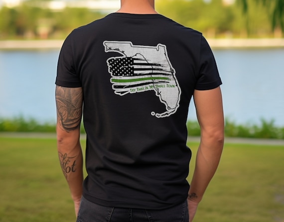 Custom Florida Thin Line Flag T-Shirt: Patriotic Small Town Design