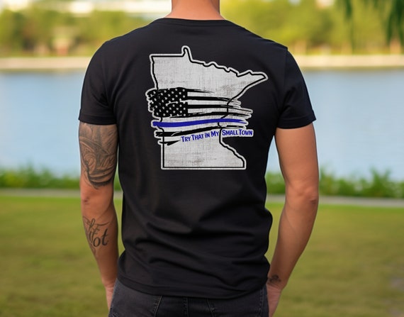 Custom Minnesota Thin Line T-Shirt: Patriotic Support Police/Fire