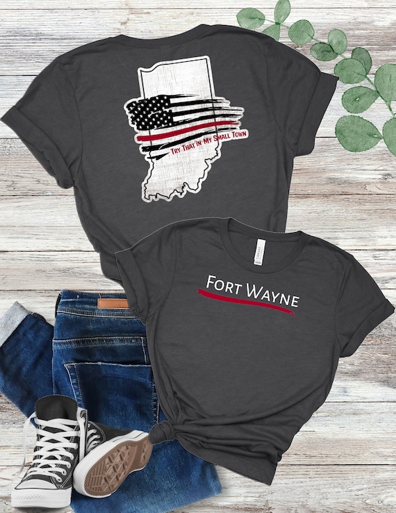 Custom Indiana Thin Line T-Shirt: Patriotic Support Police/Fire