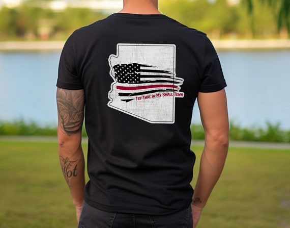 Custom Arizona Thin Line T-Shirt: Patriotic Support Police/Fire