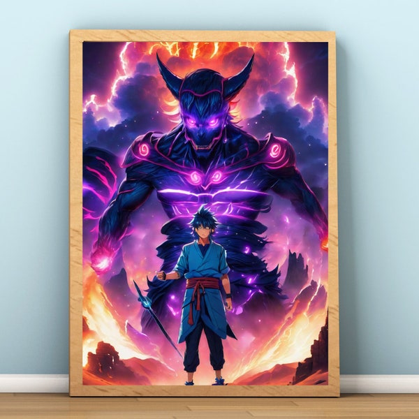 Naruto Sasuke|Susanoo |Anime|  Digital Art Painting | Wall Art Al Generated | Al art |  Digital Download | Home Decor |14 " x 14 " | HD