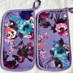 Colorful Purple Floral Pot Holders Set of 2